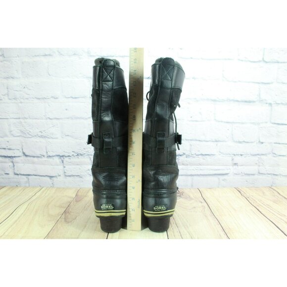 Sorel Conquest Carly Black Suede Lace Up Waterproof Tall Winter Boots Size 9.5 - Picture 6 of 10